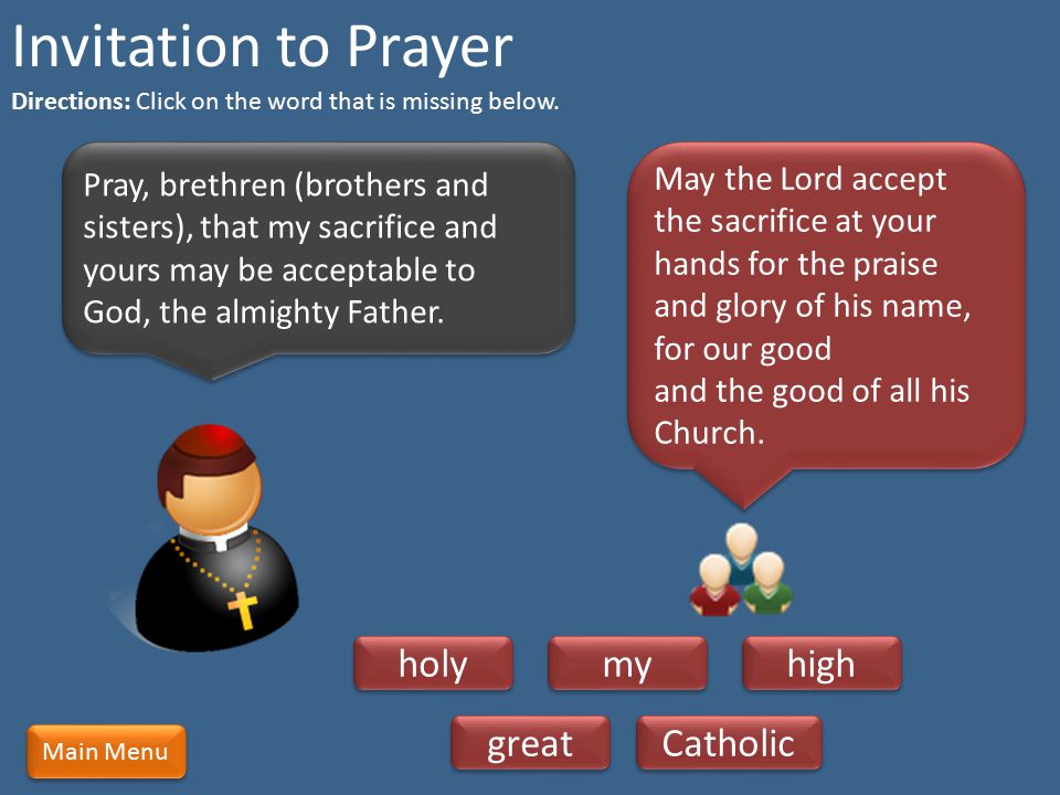 Invitation to Prayer holy my high great Catholic