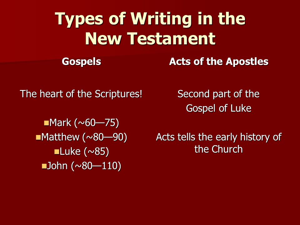 Types of Writing in the New Testament