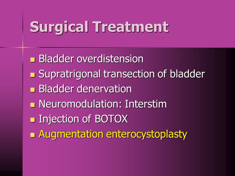 Surgical Treatment Bladder overdistension