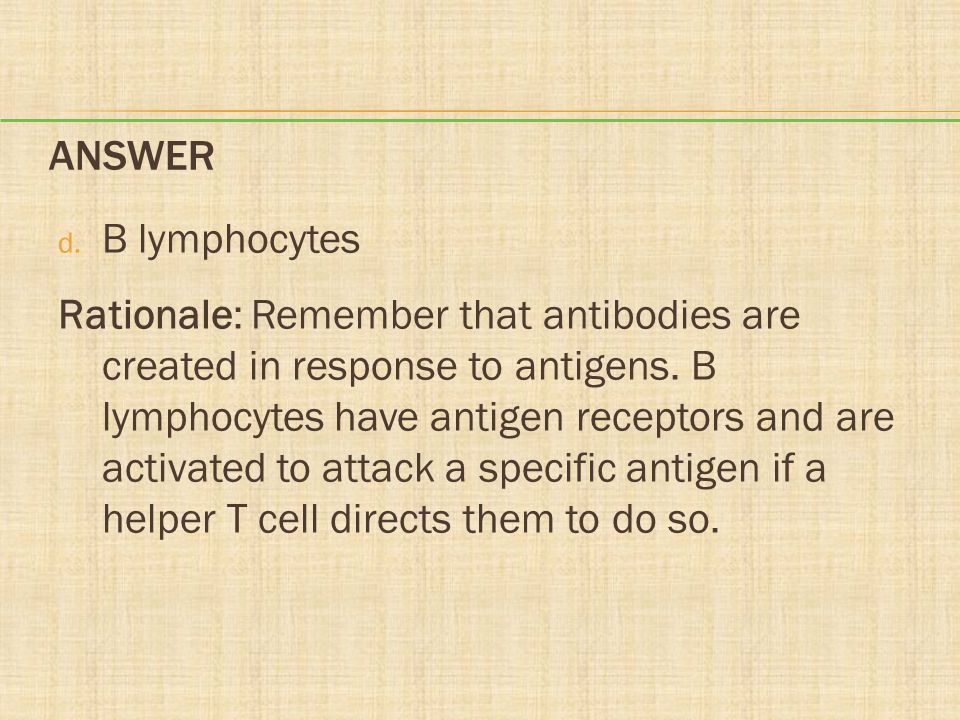Answer B lymphocytes.