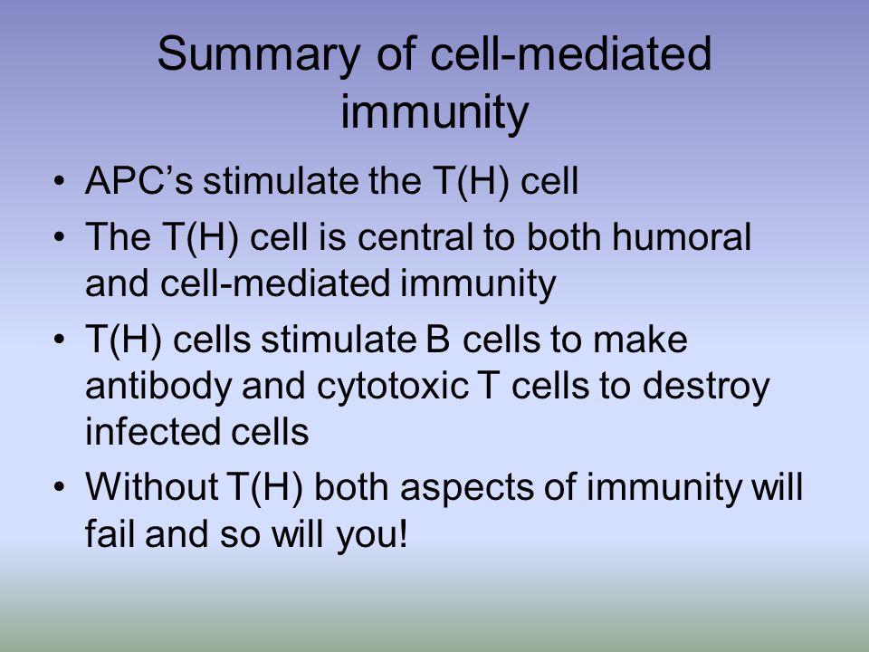 Summary of cell-mediated immunity