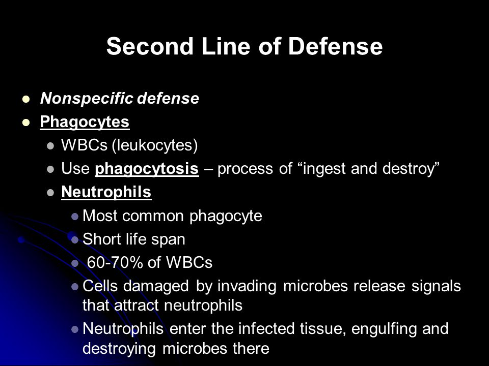 Second Line of Defense Nonspecific defense Phagocytes