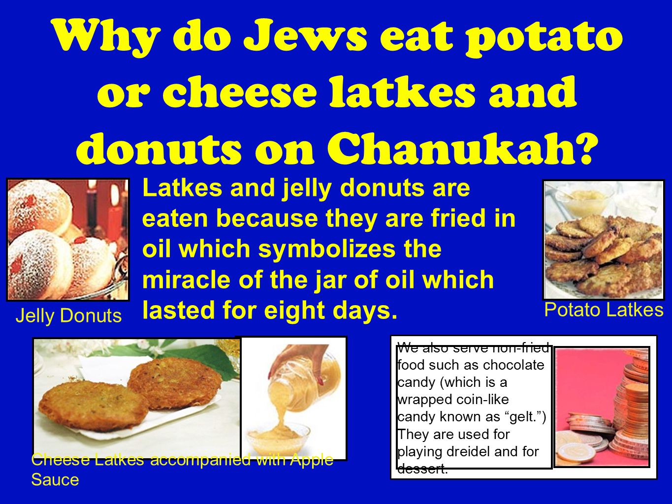 Why do Jews eat potato or cheese latkes and donuts on Chanukah