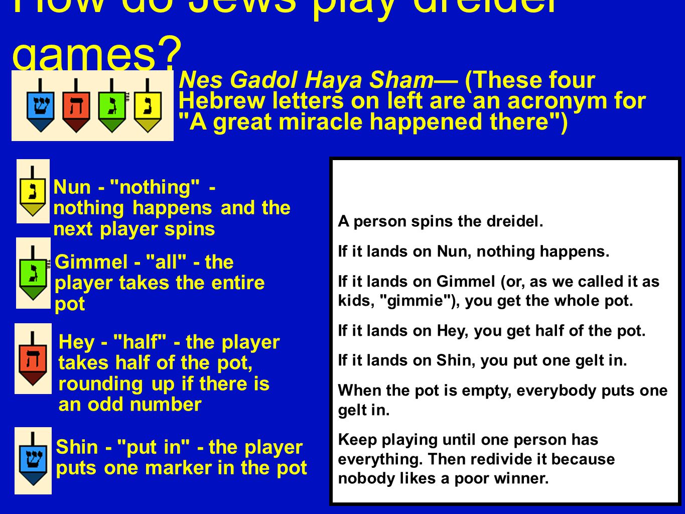 How do Jews play dreidel games