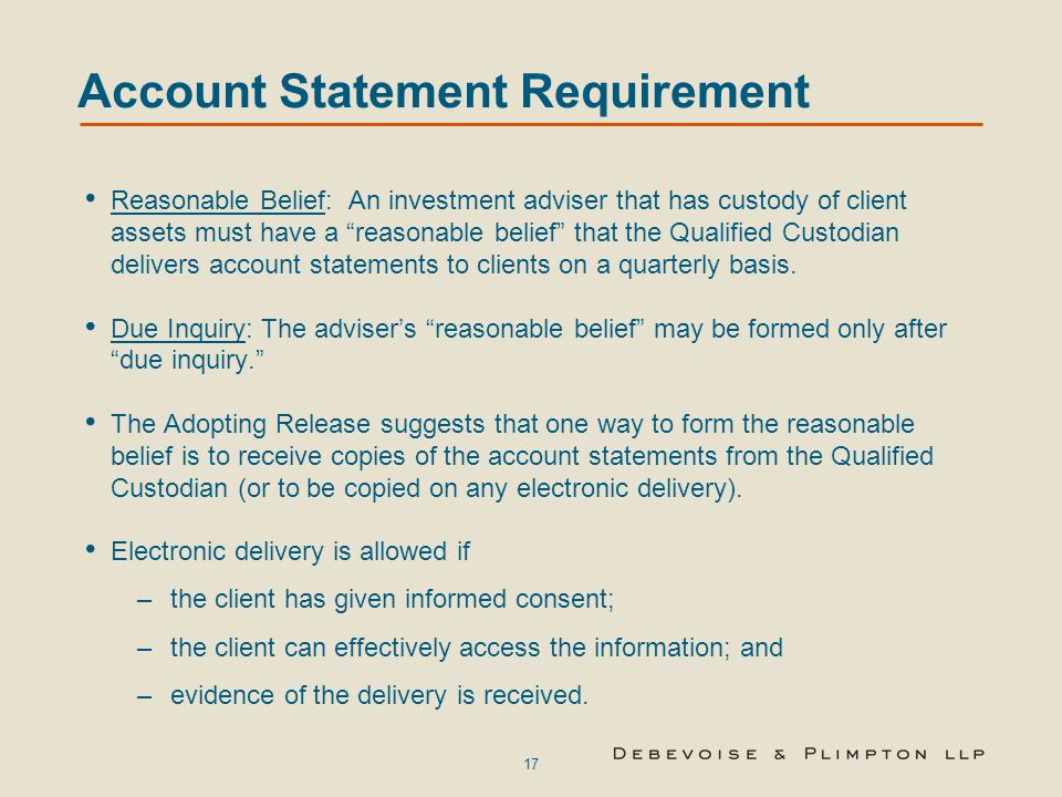 Account Statement Requirement
