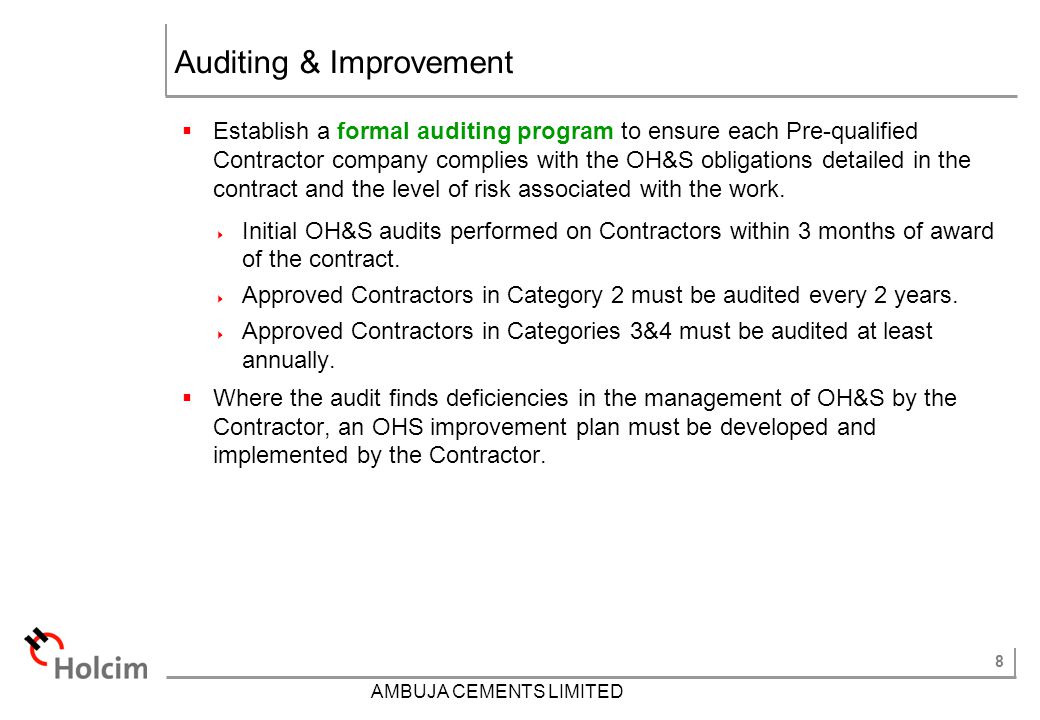 Auditing & Improvement