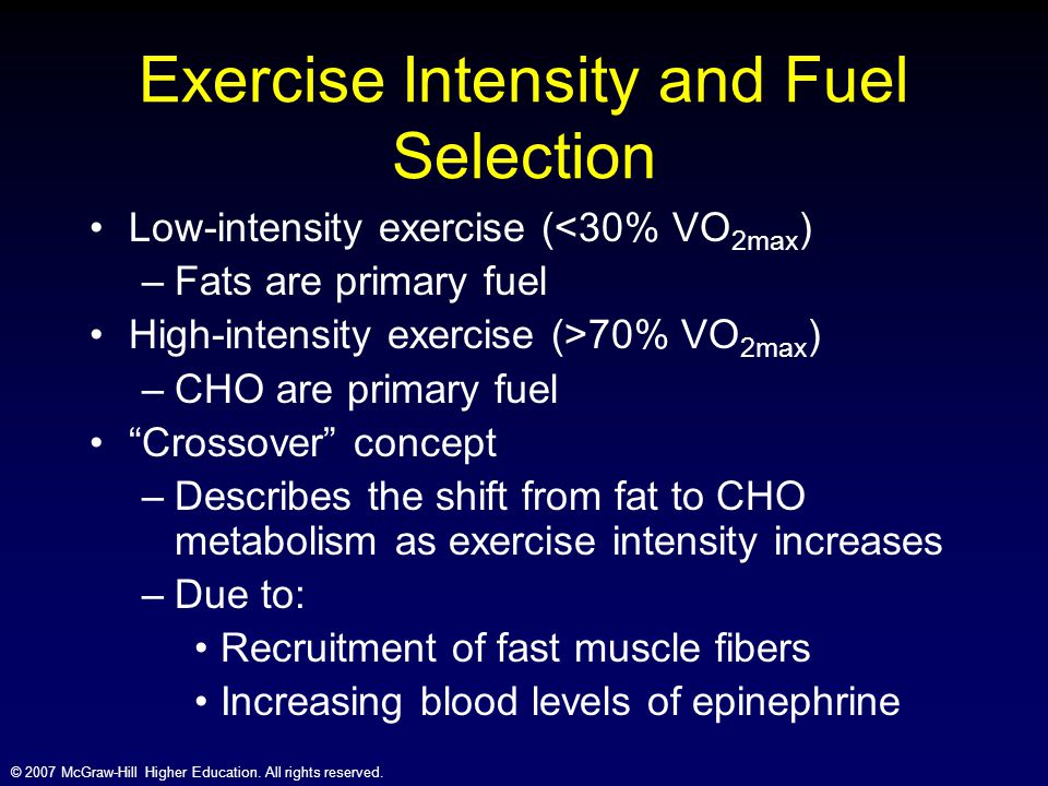 Exercise Intensity and Fuel Selection