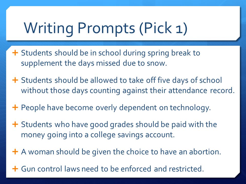 Writing Prompts (Pick 1)