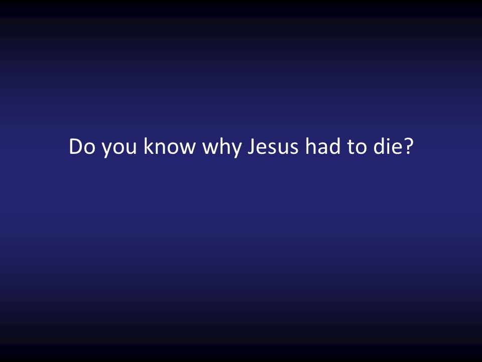Do you know why Jesus had to die