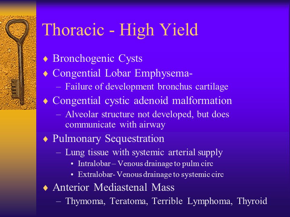Thoracic - High Yield Bronchogenic Cysts Congential Lobar Emphysema-