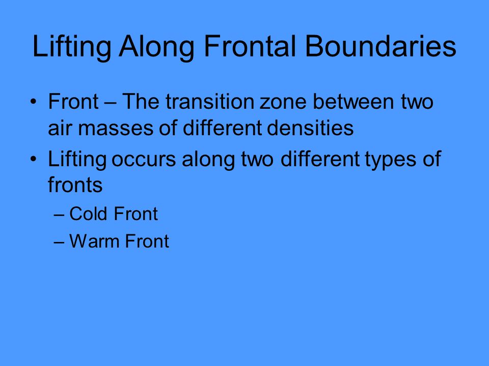 Lifting Along Frontal Boundaries