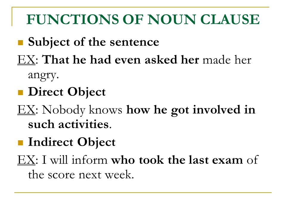 noun clause functions