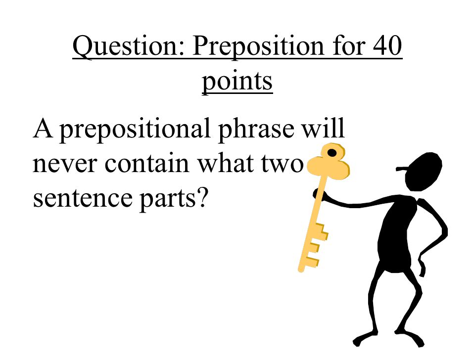 Question: Preposition for 40 points