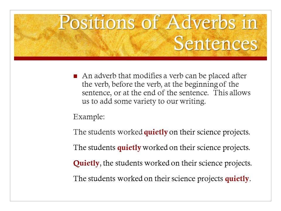 Sentences with adjectives and adverbs