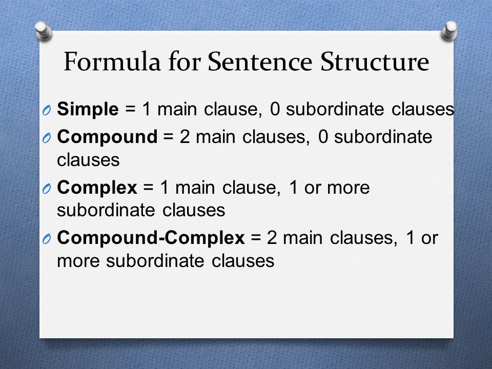 Formula for Sentence Structure