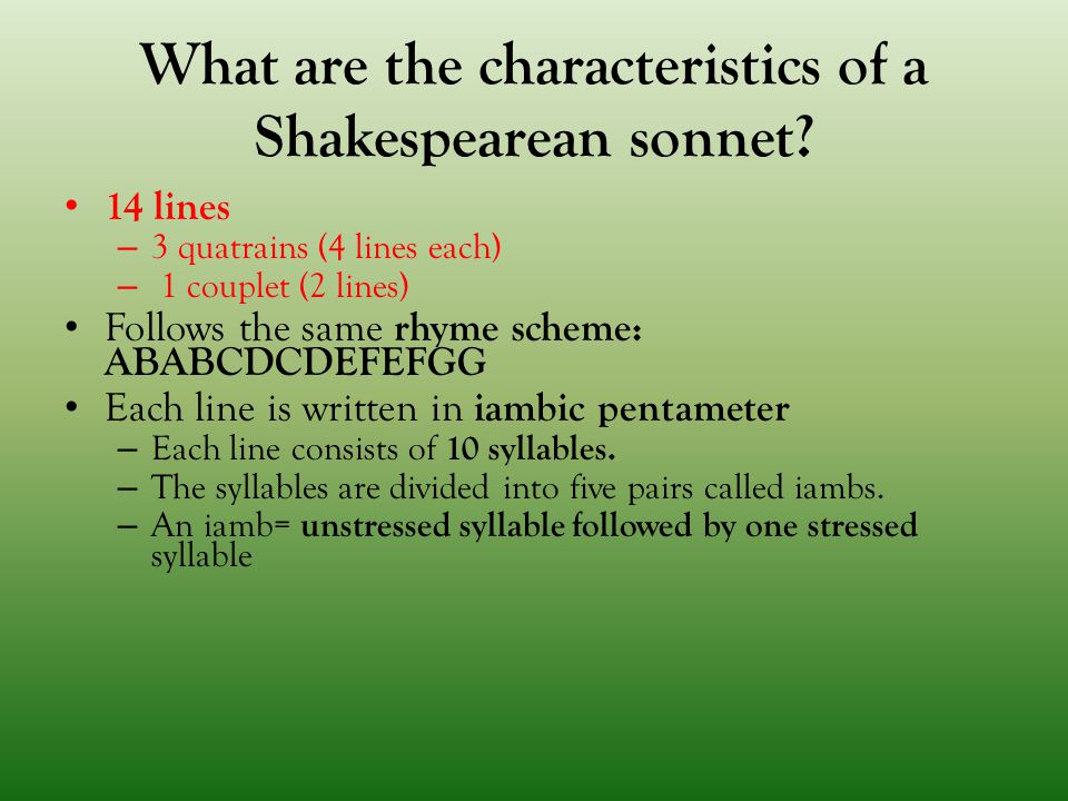 Iambic Pentameter and Sonnets - ppt video online download
