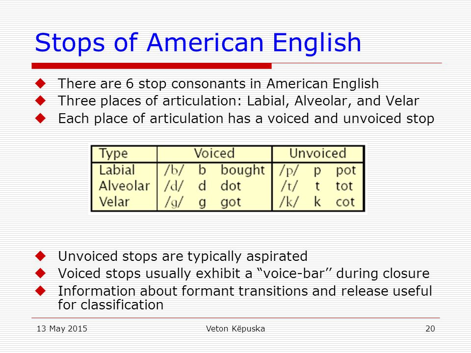 Stops of American English