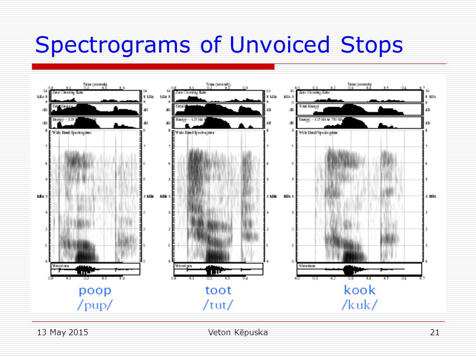 Spectrograms of Unvoiced Stops