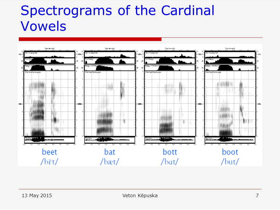 Spectrograms of the Cardinal Vowels