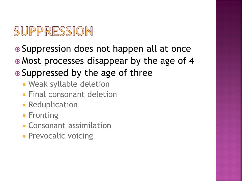 Suppression Suppression does not happen all at once