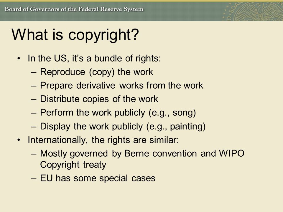 What is copyright In the US, it’s a bundle of rights: