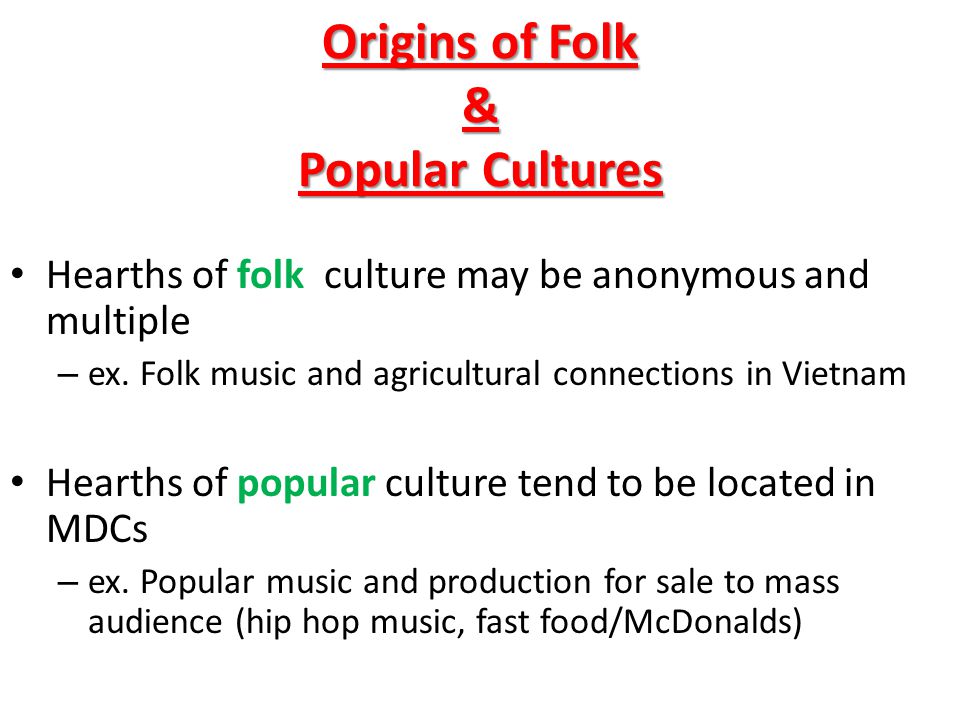 examples of folk and popular culture