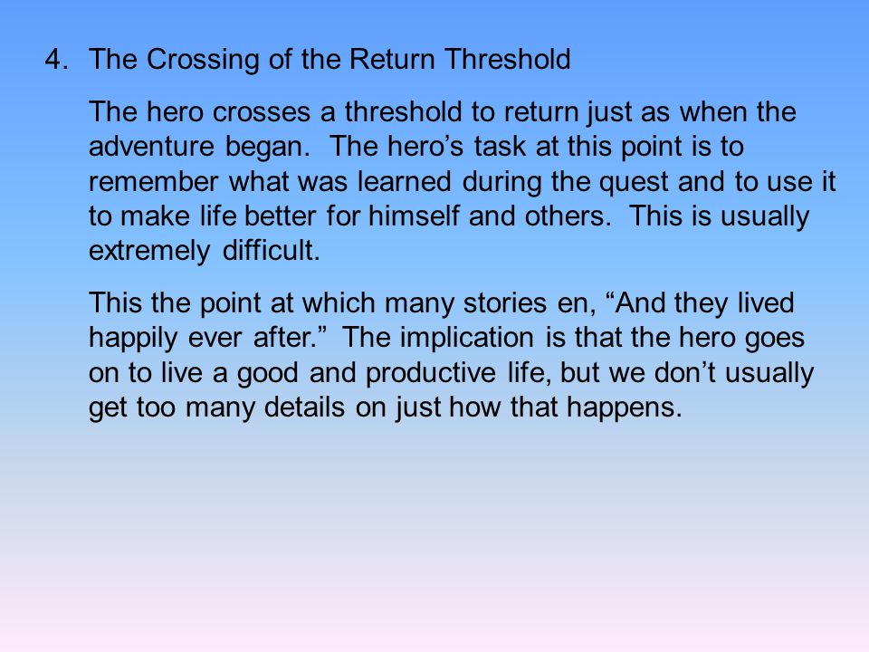 The Crossing of the Return Threshold