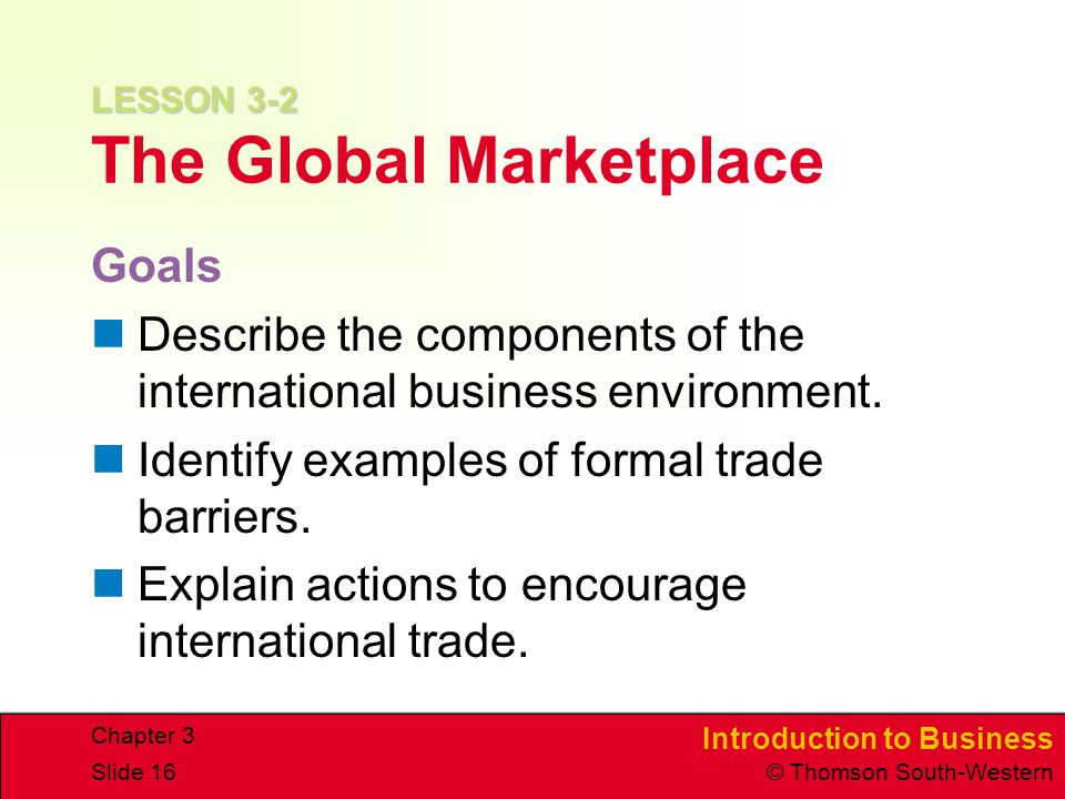 LESSON 3-2 The Global Marketplace