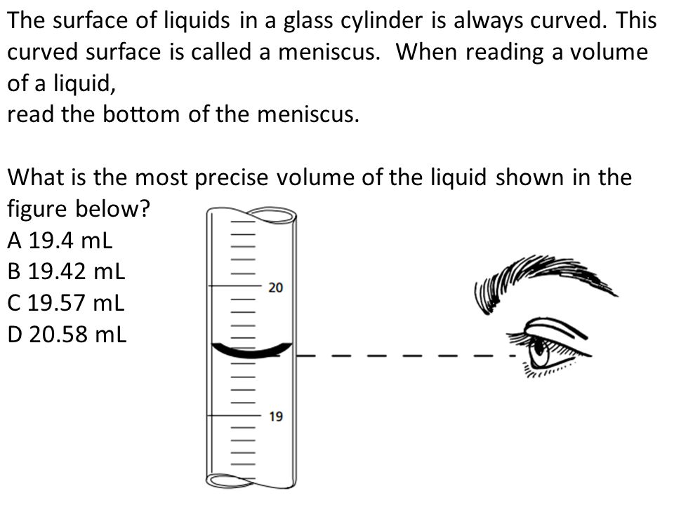 The surface of liquids in a glass cylinder is always curved. This