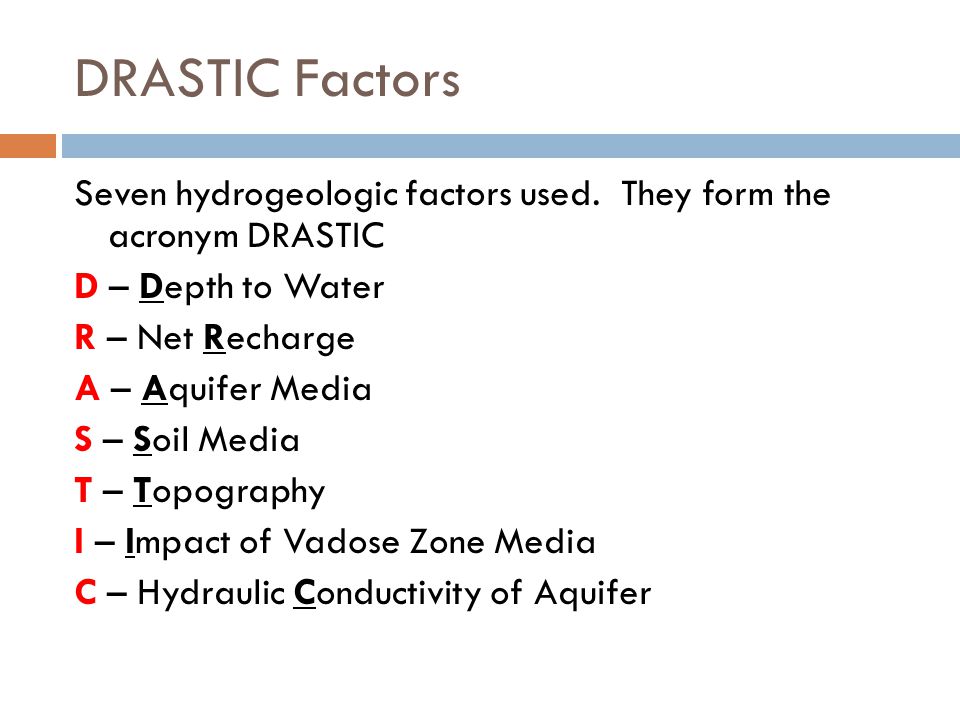 DRASTIC Factors