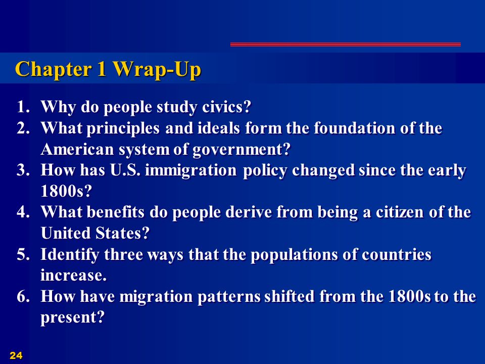 Chapter 1 Wrap-Up 1. Why do people study civics