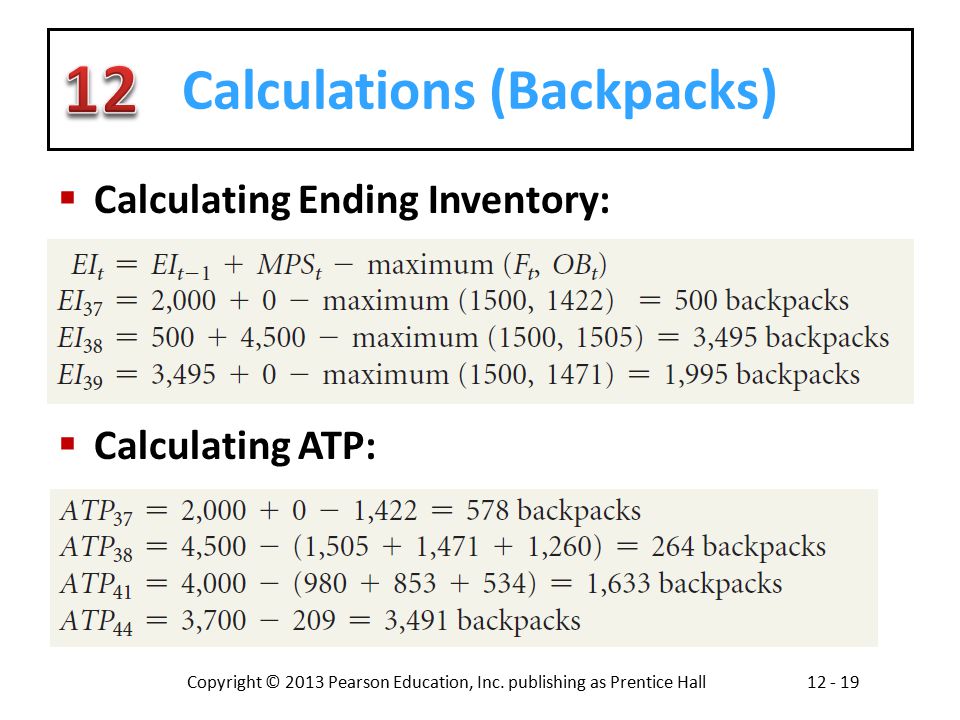 Calculations (Backpacks)