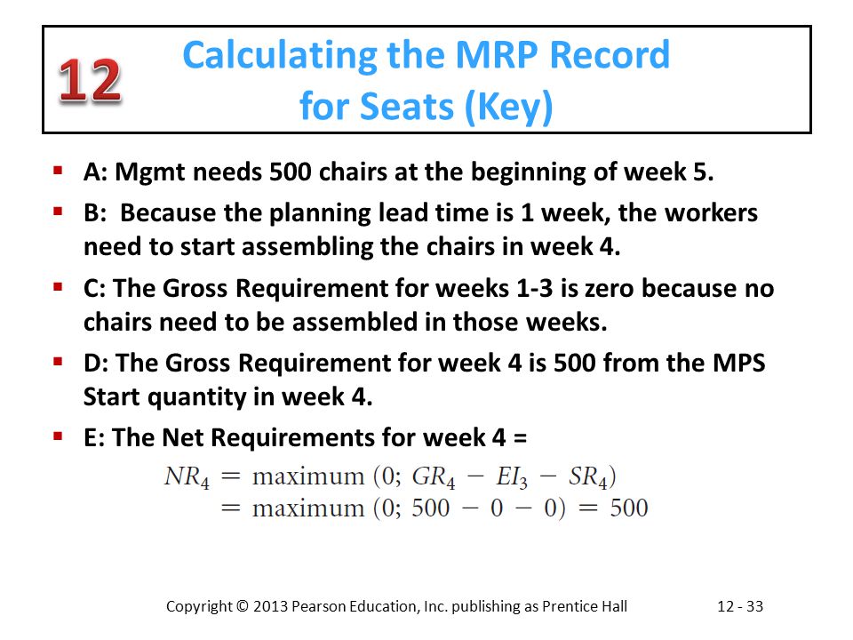 Calculating the MRP Record for Seats (Key)