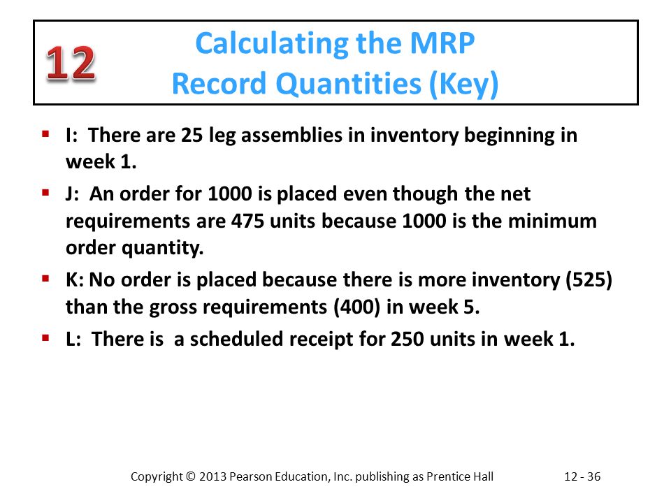 Calculating the MRP Record Quantities (Key)