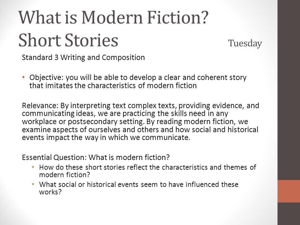 What is Modern Fiction Short Stories Tuesday