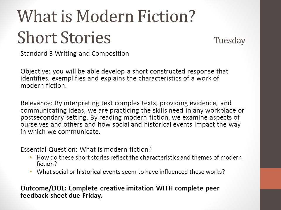 What is Modern Fiction Short Stories Tuesday