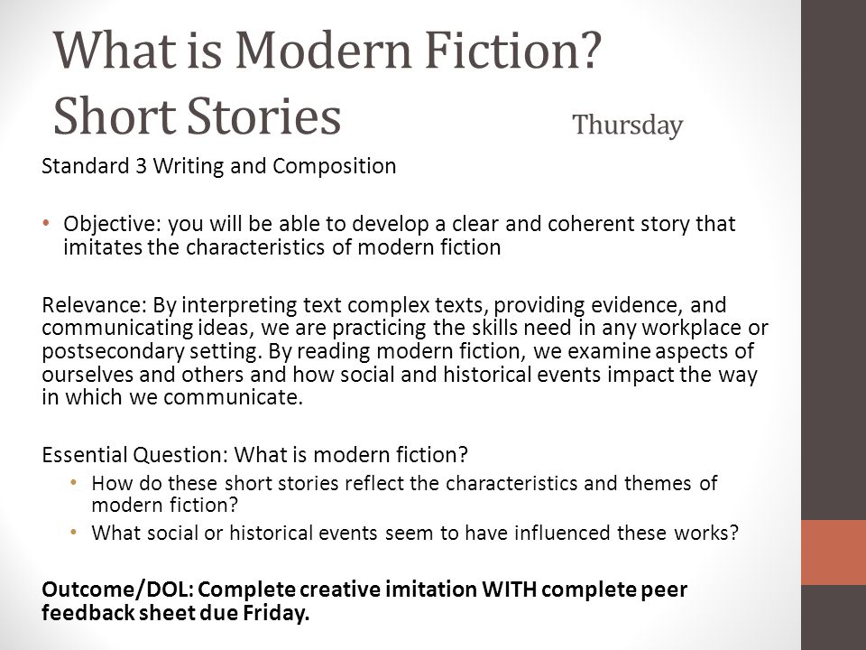 What is Modern Fiction Short Stories Thursday