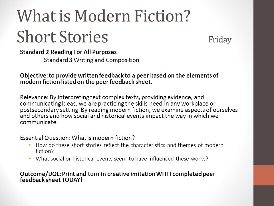 What is Modern Fiction Short Stories Friday