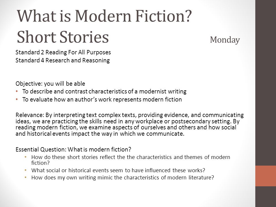 What is Modern Fiction Short Stories Monday