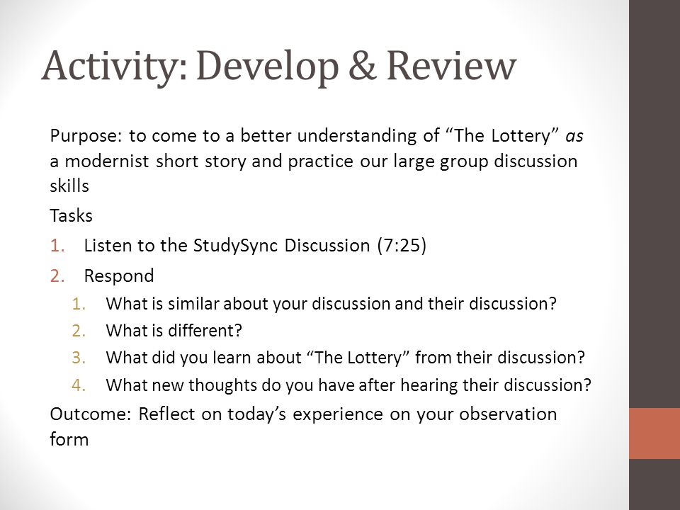 Activity: Develop & Review