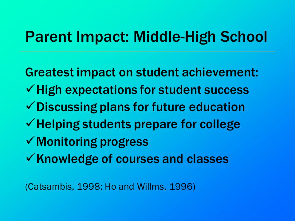Parent Impact: Middle-High School