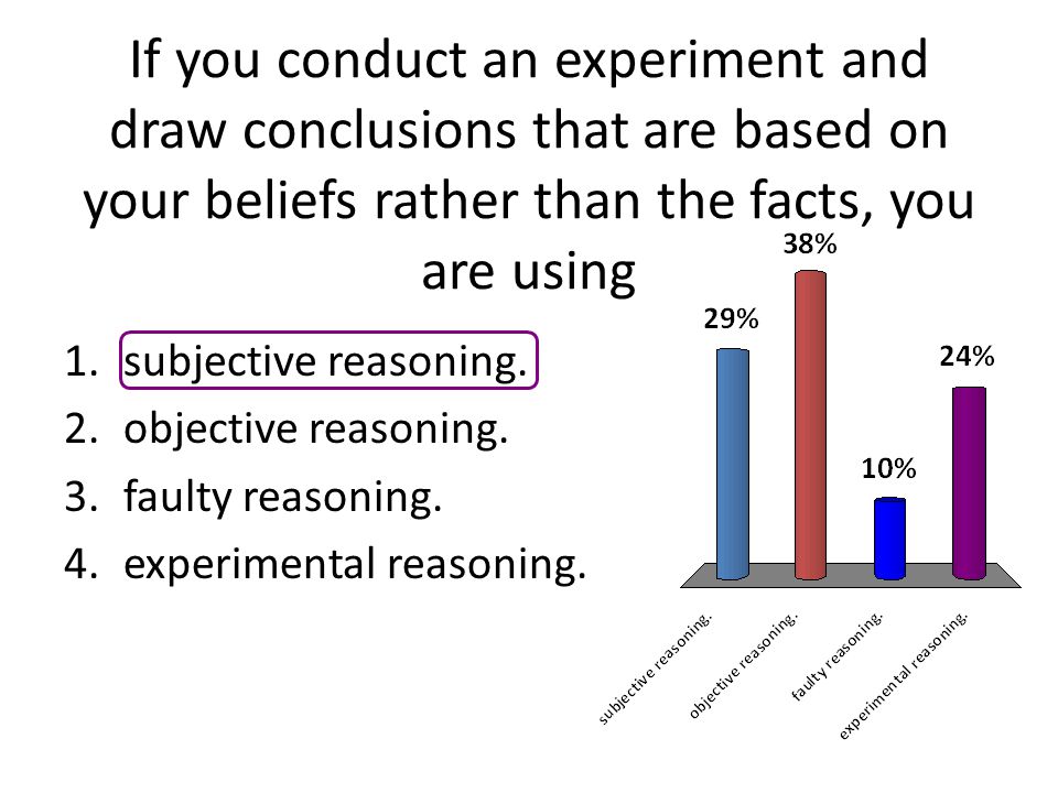 If you conduct an experiment and draw conclusions that are based on your beliefs rather than the facts, you are using