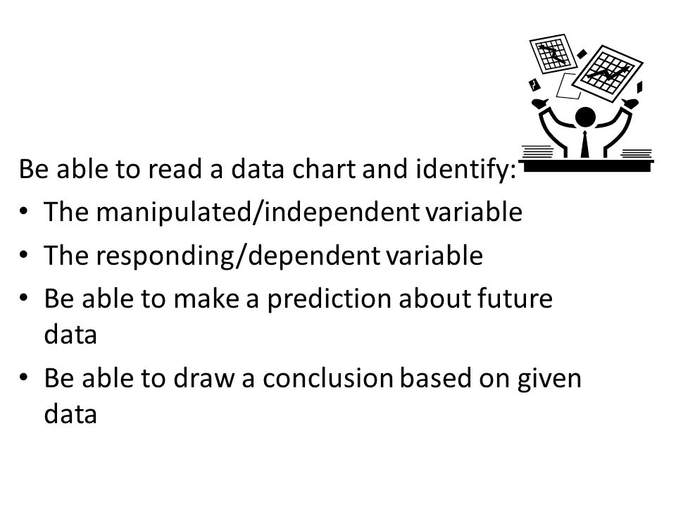 Be able to read a data chart and identify: