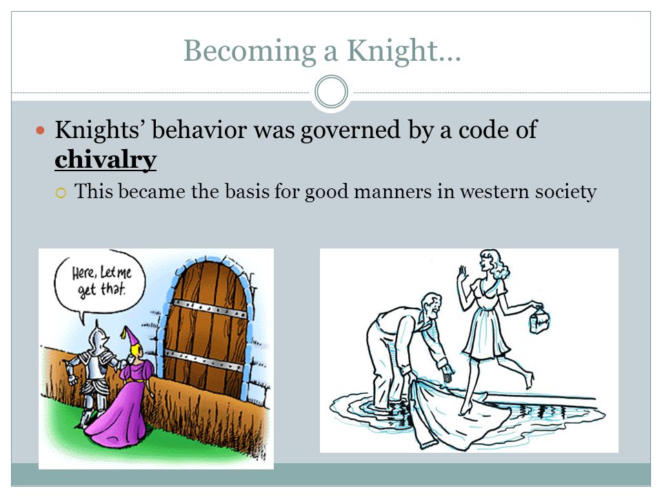 Becoming a Knight… Knights’ behavior was governed by a code of chivalry.