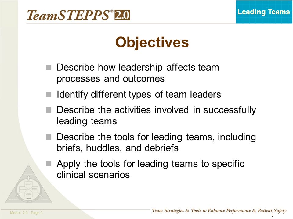 Objectives Describe how leadership affects team processes and outcomes