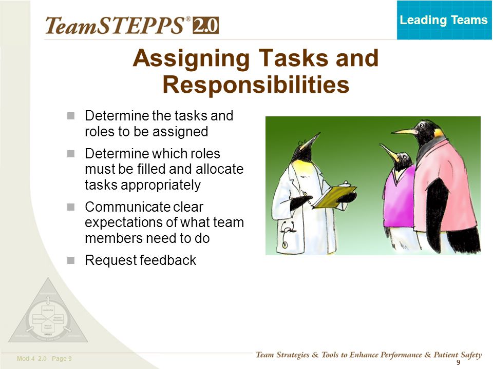 Assigning Tasks and Responsibilities