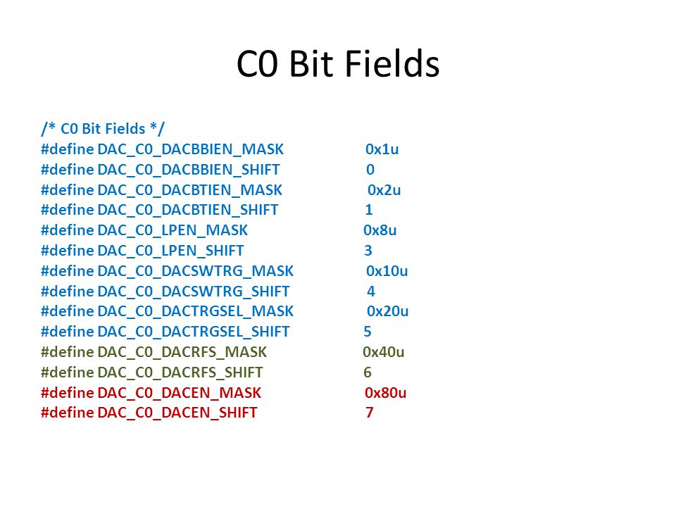 C0 Bit Fields