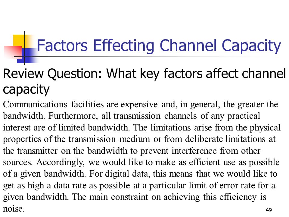 Factors Effecting Channel Capacity