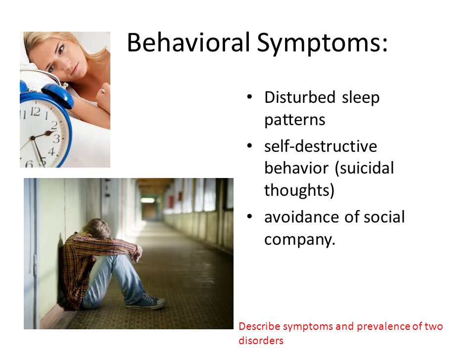 Behavioral Symptoms: Disturbed sleep patterns