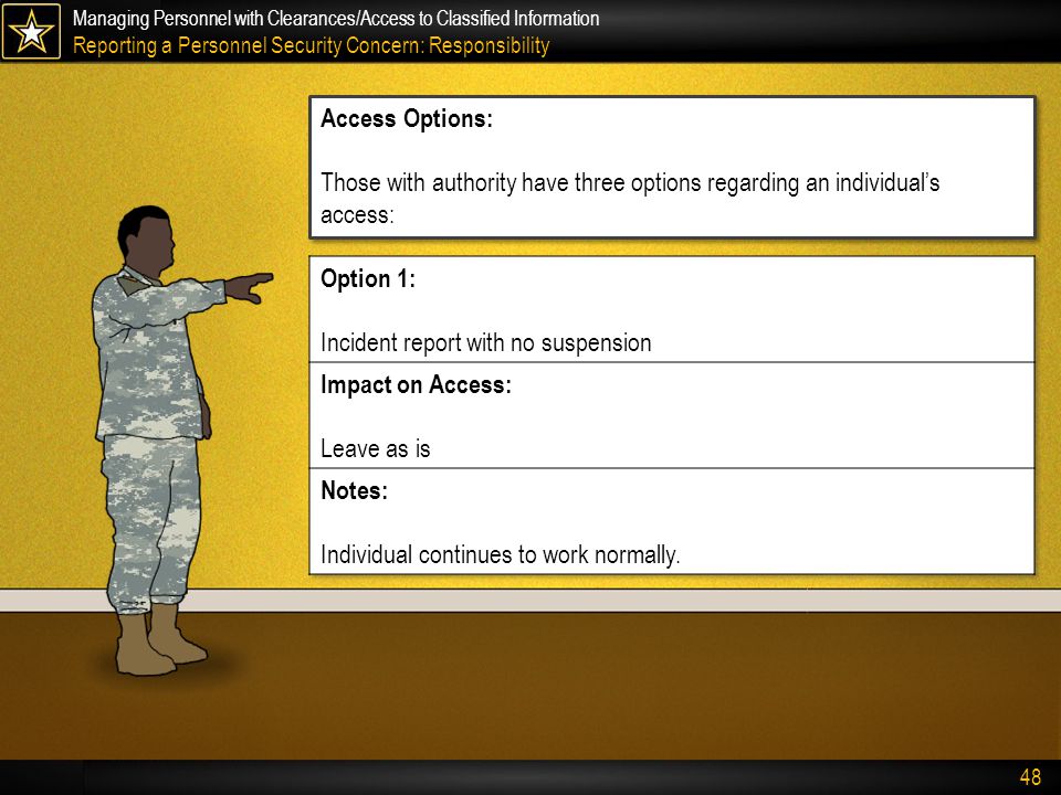 Incident report with no suspension Impact on Access: Leave as is